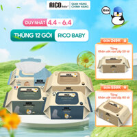 1 Thùng 12 Gói Giấy Ướt RICO BABY Nội Địa Hàn Chiết Xuất Hoa Cúc Kim Tiền Organics  An Toàn Cho Bé