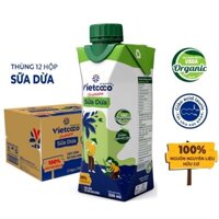 (1 thùng 12 hộp.)Sữa dừa - Nước dừa Organic , nguyên chất đóng hộp Vietcoco 330ml