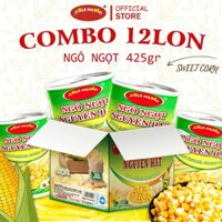 1 Thùng 12 lon ngô ngọt nguyên hạt Asia Home 425gr, ngô vàng