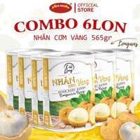 1 thùng 6 lon nhãn ngâm giá rẻ Nhãn cơm vàng 565gr
