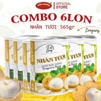 1 thùng 6 lon Nhãn tươi nước đường cao cấp Asia Home Cát Long 565gr