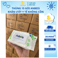 1 thùng khăn ướt Anbeis 15 gói không cồn an toàn cho trẻ nhỏ