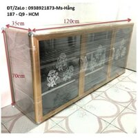1 -Tủ Úp Chén Treo Tường Hoặc Để Bàn Không Bánh Xe Nhôm Kính Màu Vàng - Mã: T123570VĐ - ( freeship khu vực Hồ Chí Minh )