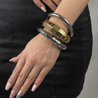 1 Vòng tay mở bằng thép không gỉ Vòng tay hình học phóng đại cho nữ