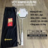 1 Vợt cầu lông KUMPOO K520 PRO chính hãng, đã căng sẵn 11kg tặng kèm bao đựng và quấn cán