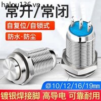 10 12 16mm Kim Loại Nút Nhấn Công Tắc Điểm Chống Thấm Nước Tròn Tự Khóa Đặt Lại Thường Mở Thường Đóng Tripo