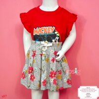 [10-20kg] Set Bộ Áo Chân Váy Bé Gái RD - Đỏ Mickey