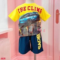 [10-21kg] Set Đồ Bộ Ngắn Bé Trai Oskos - Vàng The Climb