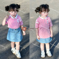 [10-24kg] Set Váy Bé Gái NY Áo Polo Hồng Mix Chân Váy Jeans Xanh @minibebe bé 1,5 tuổi đến 6 tuổi - Ảnh chính chủ KUMAKO