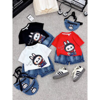 [10-30kg] Bộ quần áo labubu kèm túi khoá kéo cho bé trai