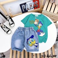 (10-30kg) Set bộ bé trai vịt Donald, áo thun quần jean xịn sò