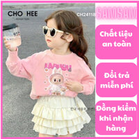 10-30kg Set váy mùa đông cho bé gái, Set áo nỉ labubu mix chân váy tầng KH cho bé