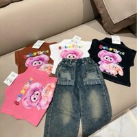 10-32kg_ Sét Bộ Quần Jean Bé Gái+ Áo Tay Hến Baby three