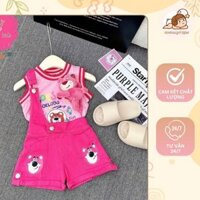(10-35kg, dưới 1m35) Set 3 chi tiết áo ba lỗ gấu dâu phối YẾM LỆCH KÈM GẤU xinh xắn cho bé gái - Cocobaby Kids