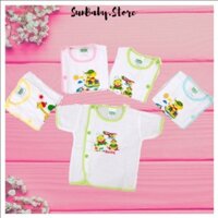 10 áo sơ sinh ngắn tay màu trắng Bossini cúc lệch cho bé từ 3 đến 17kg