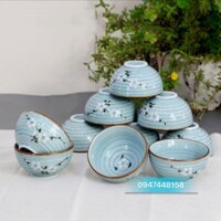 10 bát cơm men Lam Ngọc vẽ hoa Anh Đào