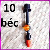 10 Béc tưới cây, phun sương 1 tia nhựa, có van khóa đầu béc, kết nối ren 21mm
