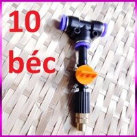 10 Béc tưới cây, phun sương 1 tia đồng, có van khóa đầu béc, kết nối ống 8mm