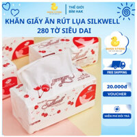 10 Bịch Giấy Rút Lụa Silkwell Cherry 280 Tờ, Giấy ăn khổ to Silkwell, Giấy rút Silkwell