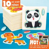 10 bộ Bộ lắp ghép hình ngẫu nhiên con vật, phương tiện sinh động cho bé