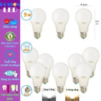 10 Bóng đèn Led 9w 10w bup tròn A60 tiết kiệm điện thân kín chống nước mưa Posson LB-9x - 10c9w Sáng trắg