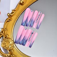 10 Cái / 1 Cặp Móng Tay Đeo Tay Cao Cấp, Miếng Dán Móng Tay, Miếng Dán Móng Tay Có Thể Tháo Rời, Bấm Móng Tay Giả, Móng Tay Dài Màu Xanh Pháp Và Màu Trơn