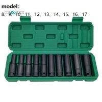 10 Cái 8-17mm 1 / 2 Inch Cờ Lê Điện Ổ Cắm Đầu Ổ Cắm Khí Nén Màu Đen