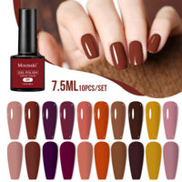 10 Cái / bộ Gel Sơn Móng Tay Bộ Bộ Màu Hồng Lấp Lánh Đề Án Phổ Biến Mùa Thu / Mùa Đông Màu Sắc Bán Vĩnh Viễn Ngâm Tắt UV LED Nail Art Gel Kit