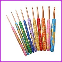 10 cái crochet hooks set multi-color aluminium crochet hook set extra-long crocheting needles ergonomic handle cingvn