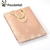 10 Cái Hình Chữ Nhật Hoa Và Bướm Họa Tiết Túi Giấy Bìa Cứng Túi Quà Tặng Túi Mua Sắm Có Dây Nylon Tay Cầm BurlyWood 15x11x6cm