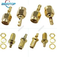 10 Cái / lốc SMA Nam / Nữ Hoặc RP-SMA Nữ Vách Ngăn Hàn RG178 / RF1.37 Cáp RF Kết Nối Mạ Vàng 50 Ohm BEVOTOP