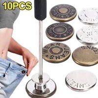 10 cái Quần jean nút thay thế không có cúc áo Cạp có thể điều chỉnh tightener Bộ dụng cụ sửa chữa quần pins DIY Phụ kiện May