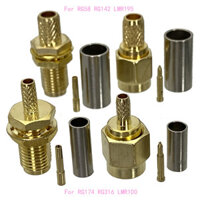 10 Cái SMA Nam Cắm & Nữ Jack Vách Ngăn Uốn RG316 RG174 & RG58 RG142 LMR195 Cáp RF Đầu Nối Đồng Trục Dây Thiết Bị Đầu Cuối 50ohm