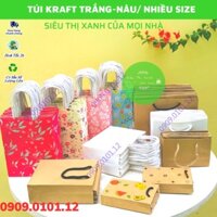 10 cái Tui giấy kraft có quai cao cấp dày và cứng cáp, tui kraft bảo vệ môi trường đựng quà tặng quần áo mỹ phẩm - 10 Túi KT02 TRẮNG,Q.DÙ