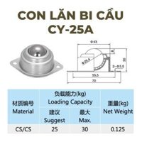 10 Cái - Vòng Bi Sắt Mắt Trâu CY-25A, Con Lăn Bi Cầu CY 25A, Con Lăn Đa Hướng