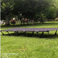 [10 chân thấp] Giường gấp gọn, giường cắm trại, dã ngoại khung nhôm nhẹ dễ tháo rắp, tặng gối