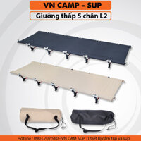 [10 chân thấp] Giường gấp gọn, giường cắm trại, dã ngoại khung nhôm nhẹ dễ tháo rắp, tặng gối