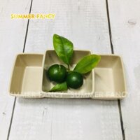 10 Chén 3 ngăn 14x 6 x 3.9 cm màu đen, trắng sang trọng đựng muối tiêu gia vị xì dầu nhà hàng khách sạn small bowl
