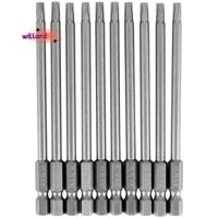 10 chiếc 100mm Chiều dài 1 / 4 inch Chuôi lục giác T20 Torx Tuốc nơ vít an ninh, Xám bạc