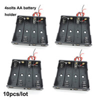 10 Chiếc Nhựa Đen 4 Khe AA 4 Cổng 4x1.5v Pin Hộp Bảo Quản DIY Pin Kẹp Hộp Đựng Với 2pin Dây Dẫn VNH1