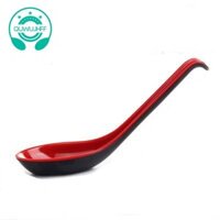 10 Chiếc Thìa Canh Châu Á Đỏ Đen Có Móc- Thìa Phong Cách Trung Hoa, Hoàn Hảo Cho Cơm Pho Ramen Mì Canh Có Thể Tái Sử Dụng