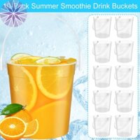 10 Chiếc Thùng Cocktail Nhựa Trong Suốt Xô Đồ Uống Có Tay Cầm Có Thể Tái Sử Dụng Smoothie Xô SHOPQJC4817