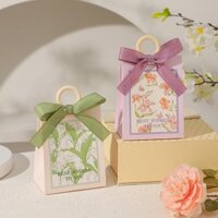 10 Chiếc Túi Quà Tặng Giấy Có Tay Cầm Ruy Băng Quà Lưu Niệm Đám Cưới Túi Kẹo Cho Khách Hiện Tại Hộp Đóng Gói Cưới Phụ Kiện Trang Trí