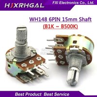 10 chiếc WH148 B1K B2K B5K B10K B20K B50K B100K B500K 6Pin Bộ khuếch đại trục âm thanh nổi kép Chiết áp 1K 2K 5K 10K 50K 100K 500K