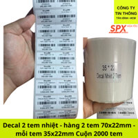 10 cuộn Giấy in tem mã vạch , tem nhiệt 2 tem / hàng , khổ 35x22 mm ( 72x22 mm )