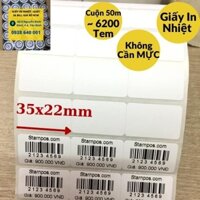 10 Cuộn Giấy in tem mã vạch, tem nhiệt 3 tem / hàng, khổ 35x22 mm ( 105x22 mm ) - Decal nhiệt 3 tem in đậm rõ nét