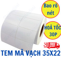 10 Cuộn Tem Mã Vạch 2 Tem Nhiệt 35x22 - Giấy In tem Mã vạch 2 tem- Decal Mã Vạch 2 Tem Cho Shop