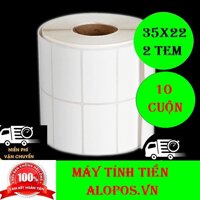 10 Cuộn Tem Mã Vạch 2 Tem Nhiệt 35x22 - Giấy In tem Mã vạch 2 tem- Decal Mã Vạch 2 Tem Cho Shop