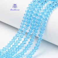 10 Dây Thủy Tinh Hạt Dây Mặt Rondelle Cyan 8x6mm Lỗ: 1mm khoảng 63 ~ 65 chiếc / sợi 39 ~ 40cm