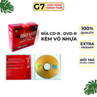 10 Đĩa trắng Maxell Chính Hãng, đĩa CD/DVD kèm vỏ đựng mica